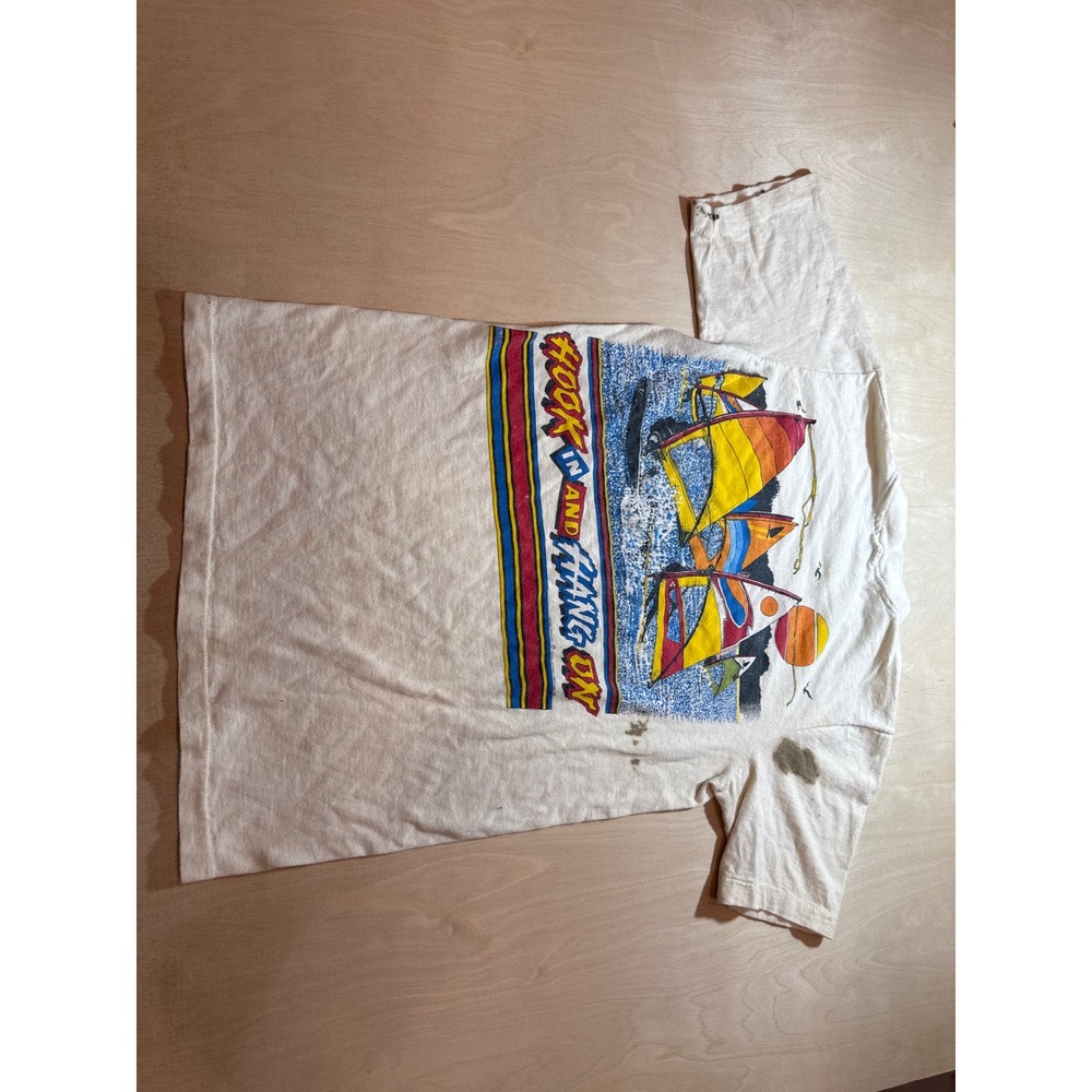 Vintage 1983 Single Stitch Graphic T Shirt Sailing Beach Corpus Christi White